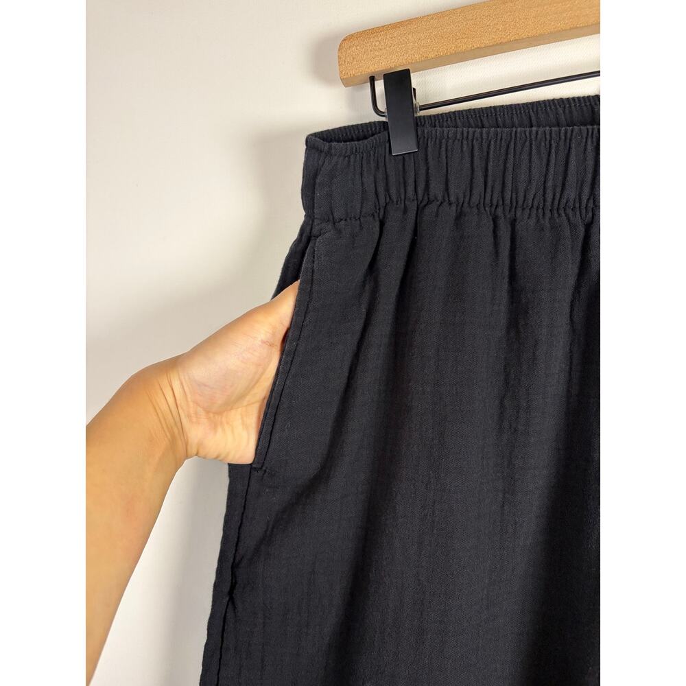 Old Navy High Rise Wide Leg Comfort Waistband Black Crinkle Gauze Medium - Picture 2 of 6